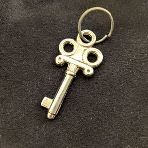 Old Fashioned Silver Vintage Key Charm For Necklace 1.5" LIKE NEW